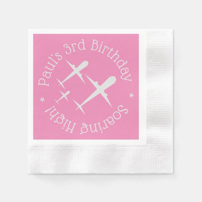 Elegante Personalisierte Flugzeuge, rosa Kindergeb Serviette (Vorderseite)