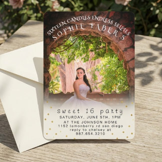 Elegante personalisierte Foto-Sweet-Sixteen-Geburt Einladung