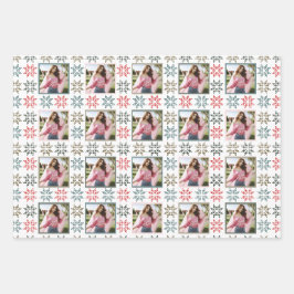 Elegante Personalisierte Fotos und Holiday Poinset Geschenkpapier Set