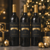Elegante personalisierte Frohe Weihnachten Wein Et