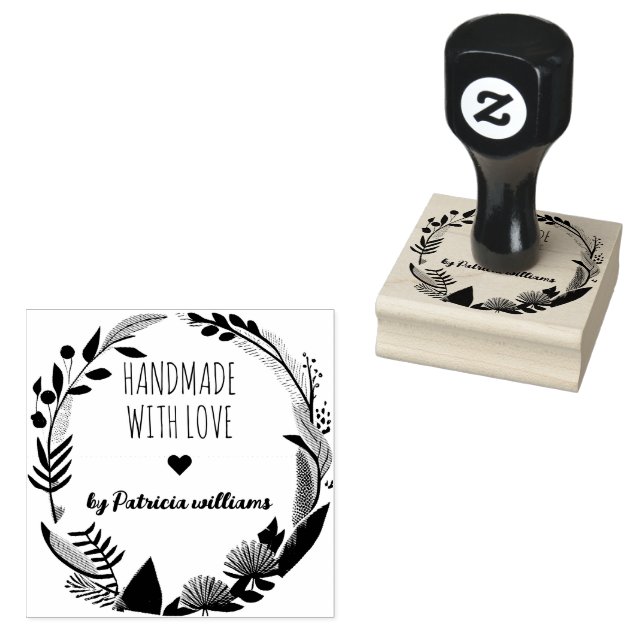 Elegante, Personalisierte Handarbeit mit Namen Gum Gummistempel (Stempel)