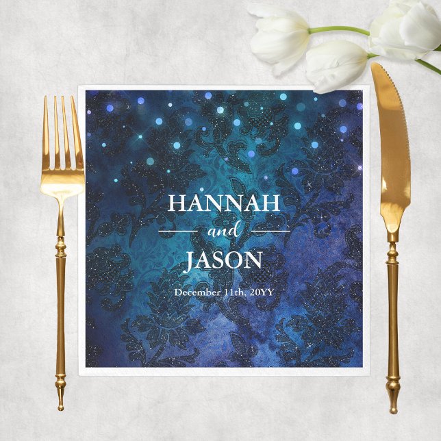 Elegante Personalisierte Hochzeit der Navy Serviette (Elegant Personalized Navy Blue Winter Wedding Napkins
)