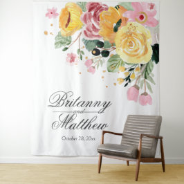 Elegante Personalisierte Hochzeit der Wasserfarben Wandteppich