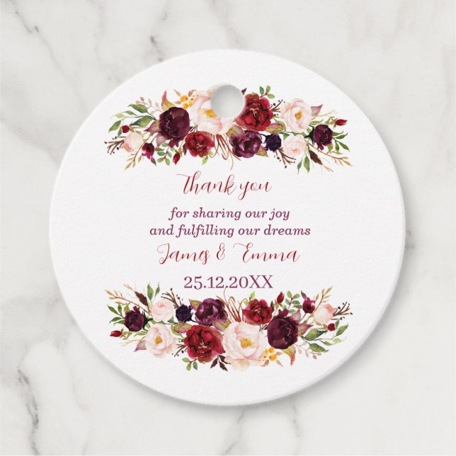 Elegante Personalisierte Hochzeit Geschenkanhänger (Vorderseite)