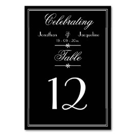 Elegante Personalisierte Hochzeit in Schwarz und W Tischnummer