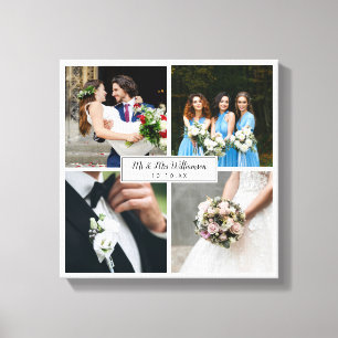 Elegante personalisierte Hochzeits-Fotocollage Leinwanddruck