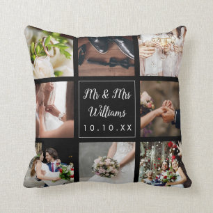 Elegante personalisierte Hochzeitsfoto-Collage Kissen
