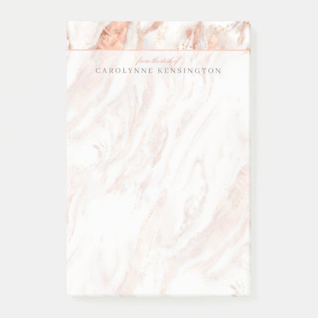 Elegante Personalisierte Kupfermarmor-Rose Gold Post-it Klebezettel (Vorderseite)