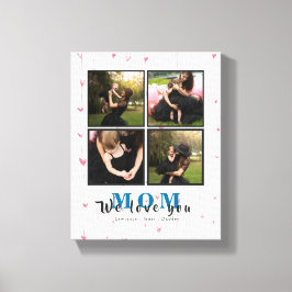 Elegante Personalisierte Liebe Mama 4 FamilienFoto Leinwanddruck