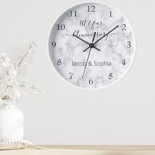 Elegante Personalisierte Marmor Hochzeit Jubiläum Uhr