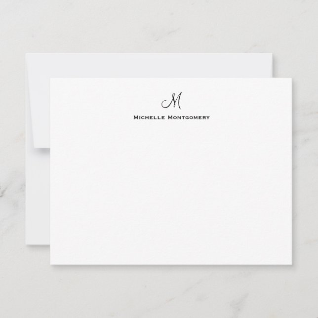 Elegante Personalisierte Monogram Script-Stationer Mitteilungskarte (Vorderseite)