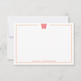 Elegante personalisierte Monogramm 3D Buchstabe W  Mitteilungskarte