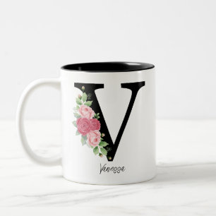 Elegante Personalisierte Monogramm-Kaffeemaschine Zweifarbige Tasse