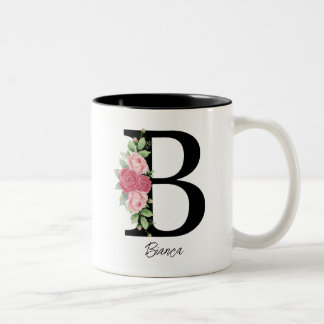 Elegante Personalisierte Monogramm-Kaffeemaschine  Zweifarbige Tasse