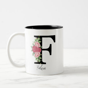 Elegante Personalisierte Monogramm Kaffeemaschine Zweifarbige Tasse