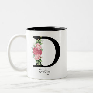 Elegante Personalisierte Monogramm-Kaffeemaschine Zweifarbige Tasse
