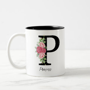 Elegante Personalisierte Monogramm-Kaffeemaschine Zweifarbige Tasse