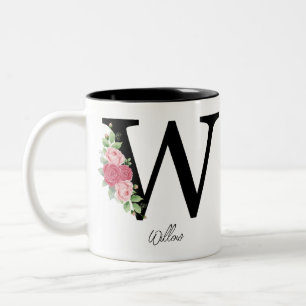 Elegante Personalisierte Monogramm Kaffeemaschine Zweifarbige Tasse