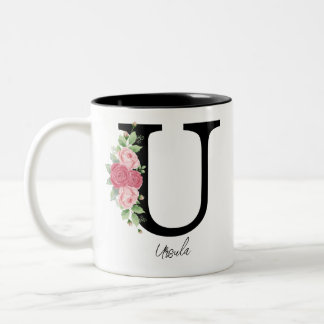 Elegante Personalisierte Monogramm-Kaffeemaschine  Zweifarbige Tasse