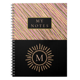 Elegante Personalisierte Monogramm Streifen Gelb Notizblock