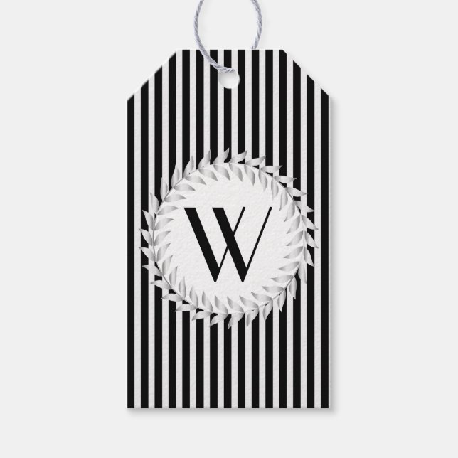 Elegante Personalisierte Monogramm- und schwarze S Geschenkanhänger (Vorderseite)