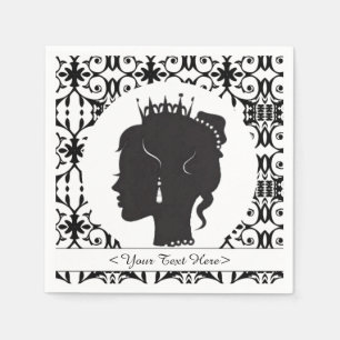 Elegante personalisierte Prinzessinnen-Silhouette Serviette