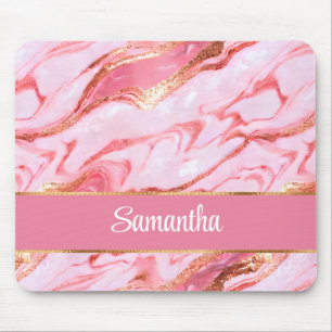 Elegante Personalisierte Rosa- und Goldfolie Mousepad
