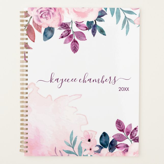 Elegante Personalisierte Rosa- und Lilatöne Planer (Vorderseite)