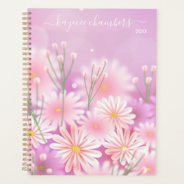 Elegante Personalisierte Rosa und Weiß Blume nach  Planer (Vorderseite)