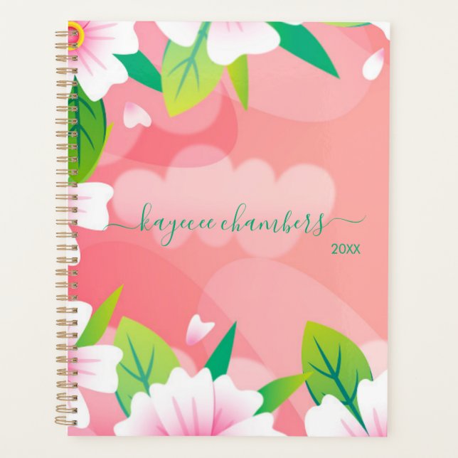 Elegante Personalisierte Rosa und Weiß Blume nach  Planer (Vorderseite)