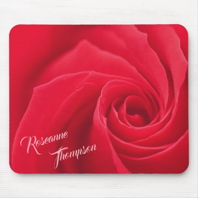 Elegante personalisierte rote Rose Mousepad (Vorne)