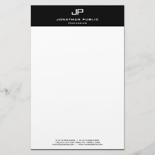 Elegante Personalisierte Schwarz-weiße moderne Vor Briefpapier