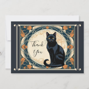 Elegante personalisierte schwarze Katze Dankeskarte