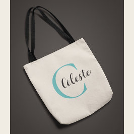Elegante personalisierte tealfarbene Anfangsbuchst Tasche