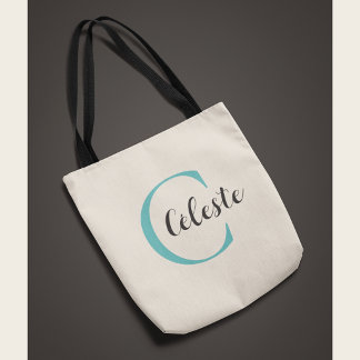 Elegante personalisierte tealfarbene Anfangsbuchst Tasche