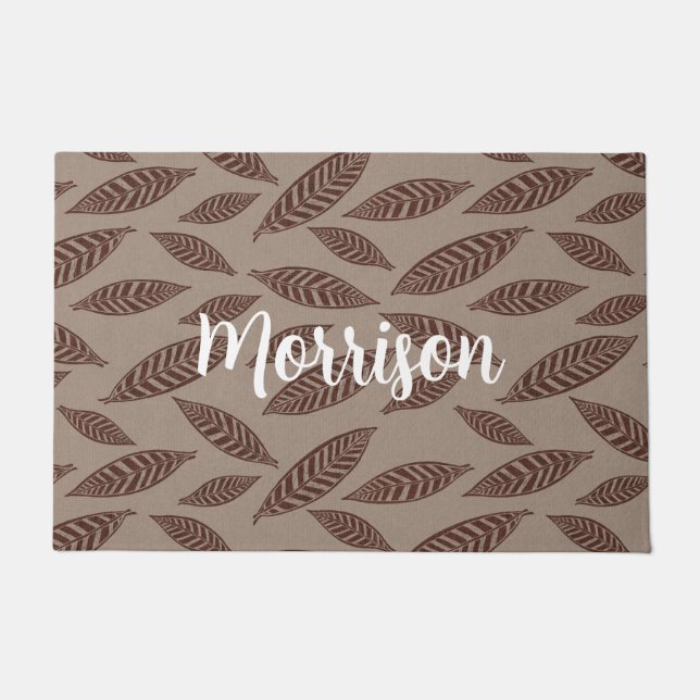Elegante Personalisierte Türmatte mit Blätter (Vorderseite)