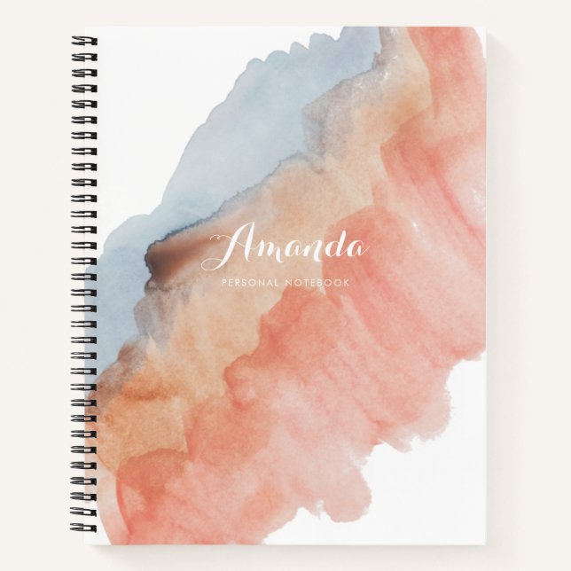Elegante personalisierte Weibchenweiche Aquarell Notizbuch (Vorderseite)