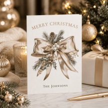 Elegante personalisierte Weihnachts-Schleifenkarte