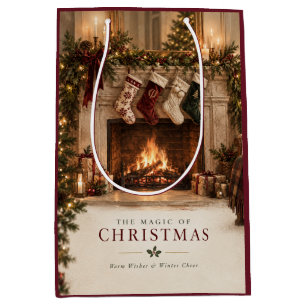Elegante personalisierte Weihnachtsfamilienstrümpf Mittlere Geschenktüte