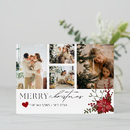 Elegante Personalisierte Weihnachtskarte mit Poins Folien Feiertagskarte