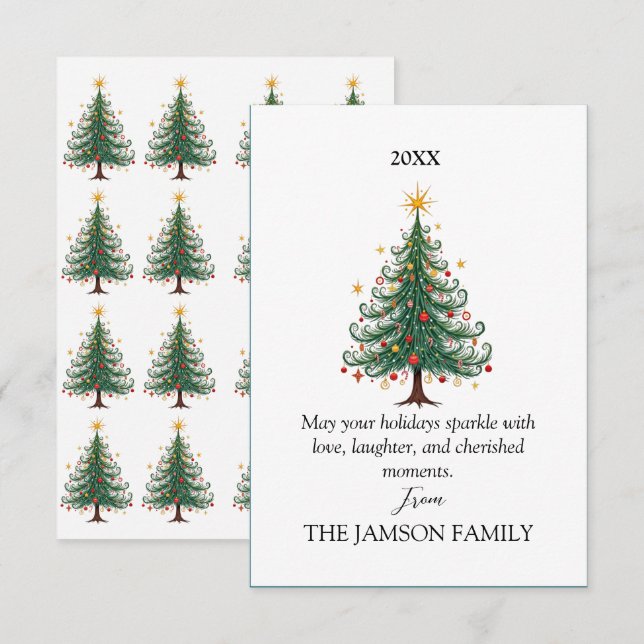 Elegante Personalisierte Weihnachtskarte RSVP Karte (Vorne/Hinten)