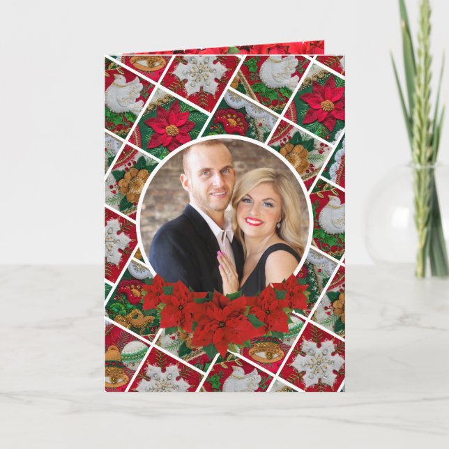 Elegante Personalize Signature Christmas Foto Feiertagskarte (Vorderseite)