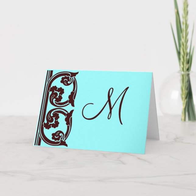 Elegante persönliche Monogram Chocolate Aquamarin  (Vorderseite)