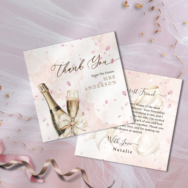 Elegante Petals Bubbly Brautparty Danke Karte (Elegant Petals Bubbly Bridal Shower Thank You Card)
