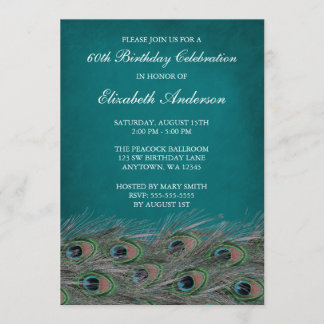 Elegante Pfau 60. Geburtstagsparty Einladungen