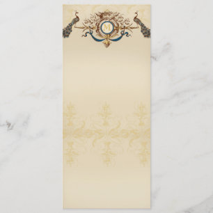 Elegante Pfau-Hochzeits Menü-Karten Einladung