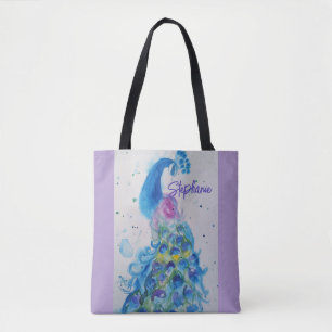 Elegante Pfauen Wasserfarben Womens Pastellfarben Tasche