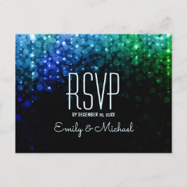 Elegante Pfauenfarbleuchten mit Hochzeitscreme RSV Einladungspostkarte