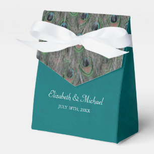 Elegante Pfauenfeathers Personalisiert Hochzeit Geschenkschachtel