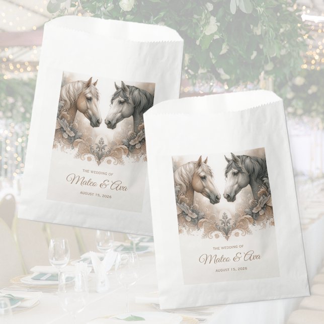 Elegante Pferde Hochzeit Geschenktütchen (Elegant Horses Wedding Favor Bags)